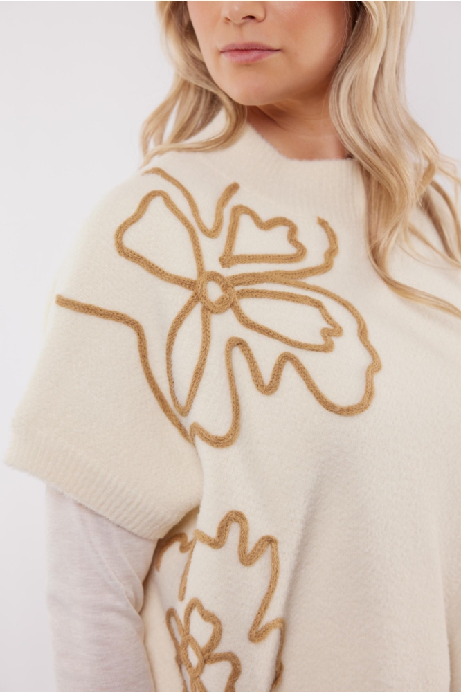 VIOLETTE KNIT GILET 25NOC07 016523 WOOL WHITE/LIGHT CAMEL